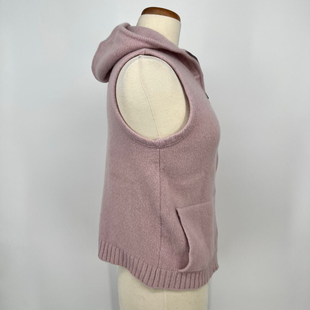 Weekend Max Mara Hooded Wool Sweater Vest Cardigan Pink Full Zip Large READ - Picture 3 of 16